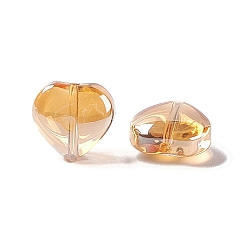 Orange Perles de verre electroplate, cœur, orange, 10x10x5mm, Trou: 1mm