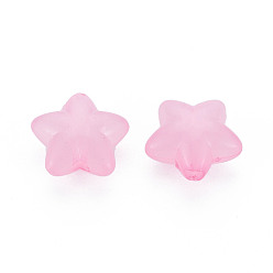 Pink Perles acryliques transparentes, imitation gelée, étoiles, rose, 10x10.5x6mm, Trou: 1.6mm, environ1690 pcs / 500 g
