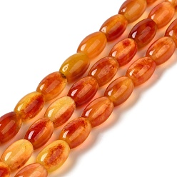 Orange Foncé Naturels teints perles de jade brins, ovale, orange foncé, 11.5~12x7.5~8mm, Trou: 0.8mm, Environ 29~32 pcs/chapelet, 12.99''~15.16'' (33~38.5 cm)