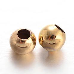 Золотой Круглый латунь шариков прокладки, золотые, 3 мм, отверстие : 1 мм