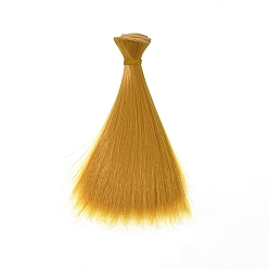 Gold Plastic Long Straight Hairstyle Doll Wig Hair, for DIY Girl BJD Makings Accessories, Gold, 5.91 inch(15cm)