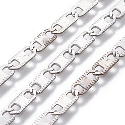 Stainless Steel Color 201 Stainless Steel Link Chains, Unwelded, Stainless Steel Color, 8.5x3.5x0.5mm