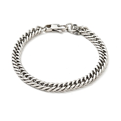 Stainless Steel Color 201 Stainless Steel Cuban Link Chains Bracelet for Men Women, Stainless Steel Color, 7-1/2 inch(18.9cm)