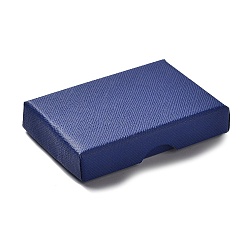 Синий Картон комплект ювелирных изделий коробки, с губкой внутри, прямоугольные, синие, 7.05~7.15x5.05x1.55~1.6 см
