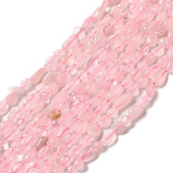 Cuarzo Rosa Natural aumentó de perlas de cuarzo hebras, pepitas, 7~14x4~8x4~7 mm, agujero: 1 mm, sobre 44~50 unidades / cadena, 38.5~39.5 cm