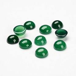 Green Half Round/Dome Dyed Natural Agate Cabochons, Green, 8mm