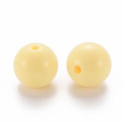 Jaune Perles acryliques opaques, ronde, jaune, 16x15mm, Trou: 2.8mm, environ220 pcs / 500 g