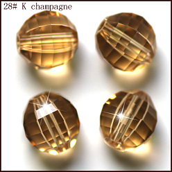 Gold Imitation Austrian Crystal Beads, Grade AAA, Faceted, Round, Gold, 8mm, Hole: 0.9~1mm