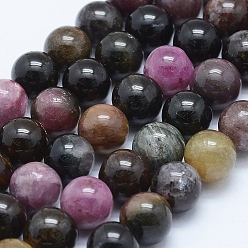 Tourmaline Natural Tourmaline Beads Strands, Round, 8mm, Hole: 1mm, about 49pcs/strand, 16.4 inch(41.8cm)