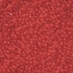 Rouge 12/0 grader des perles de rocaille en verre rondes, style givré transparent, rouge, 2x1.5mm, Trou: 0.8mm, 30000 pcs /sachet 
