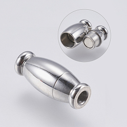 Stainless Steel Color 304 Stainless Steel Magnetic Clasps with Glue-in Ends, Vase, Stainless Steel Color, 13x5mm, Hole: 2mm