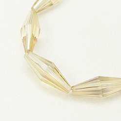 Jaune Verge D'or Perles en verre electroplate, plein arc-en-plaqué, facette, Toupie, jaune verge d'or clair, 20x8mm, Trou: 1mm