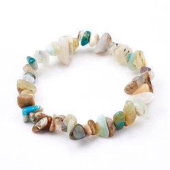 Gemstone Bracelets extensibles en perles d'opale bleue naturelle, diamètre intérieur: 2-1/8 pouce (5.3 cm)
