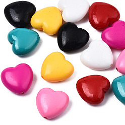 Mixed Color Opaque Acrylic Beads, Heart, Mixed Color, 17x18x8.5mm, Hole: 1.6mm