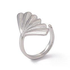 Color de Acero Inoxidable 304 anillo de acero inoxidable con forma de concha para mujer, color acero inoxidable, tamaño de EE. UU. 6 1/4 (16.7 mm)