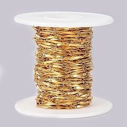 Oro Revestimiento iónico (ip) 304 cadenas de eslabones de acero inoxidable, con carrete, soldada, dorado, 11x2x1.5 mm, aproximadamente 32.8 pies (10 m) / rollo