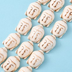 Creamy White Synthetic Turquoise Beads Strands, Dyed, Buddha, Creamy White, 29x20x13mm, Hole: 1mm, about 90pcs/1000g