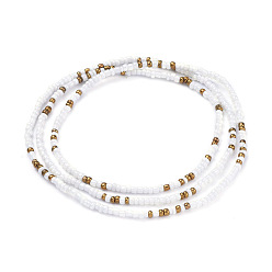 White Summer Jewelry Waist Bead, Body Chain, Seed Beaded Belly Chain, Bikini Jewelry for Woman Girl, White, 31.5 inch(80cm)