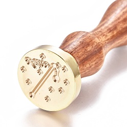 Bélier Cachet de sceau de cire en laiton, avec manche en bois, pour la décoration de poteau, fabrication de cartes de bricolage, Aries, 90x26mm, Trou: 7mm