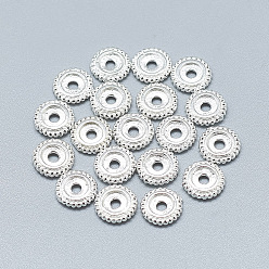Argent 925 perles intercalaires granulées en argent sterling, argenterie, 8x2mm, Trou: 1.8mm