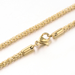 Золотой 304 из нержавеющей стали попкорн цепи ожерелья, с карабин-лобстерами , золотые, 15.7 дюйм (39.9 см) x 2.5 мм
