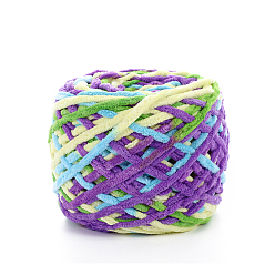 Разноцветный Полиэфирная шерстяная пряжа, пряжа градиентного цвета, мягкий и теплый, для плетеного одеяла с подушкой ручной работы, красочный, 7 мм