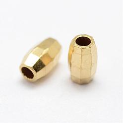 Raw(Unplated) Brass Beads, Oval, Nickel Free, Faceted, Raw(Unplated), 5x3mm, Hole: 1.5mm