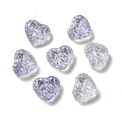 Bleu Acier Clair Des billes de verre, coeur avec bowknot, bleu acier clair, 14x16x7.5mm, Trou: 1.2mm