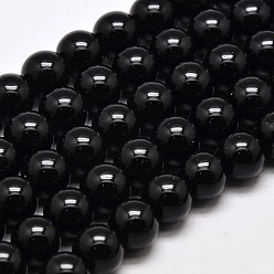 Noir Imiter autrichien verre de cristal rondes rangées de perles, AA grade, noir, 8mm, Trou: 1mm, Environ 53 pcs/chapelet, 15.7 pouce