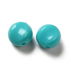 Turquoise Medio Abalorios de acrílico opacos, plano y redondo, medio turquesa, 9.5~10x12 mm, agujero: 1.8 mm, Sobre 1110 unidades / 500 g