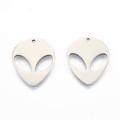 Stainless Steel Color 201 Stainless Steel Pendants, Saucer Man, Stainless Steel Color, 25x21x1.5mm, Hole: 1.6mm