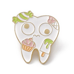 Candy Cartoon Teeth Enamel Pin, Light Gold Alloy Oral Health Brooch for Backpack Clothes, Colorful, 30x27x2mm, Pin: 1.3mm