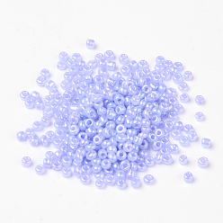 Lilas Perles de rocaille en verre, Ceylan, ronde, lilas, 2mm, trou: 1 mm, environ 30000 pièces / livre