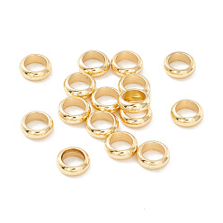 Chapado en Oro Real 18K 201 de acero inoxidable perlas espaciadoras, plano redondo / anillo, real 18 k chapado en oro, 4x1.5 mm, agujero: 2.5 mm