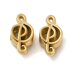 Real 18K Gold Plated 304 Stainless Steel Hollow Beads, Musical Note, Real 18K Gold Plated, 17.5x8.5x6.5mm, Hole: 4mm