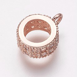 Розовое Золото Латунные поручни из кубического циркония, петля под залог, бейлы, кольцо, прозрачные, розовое золото , 11x8.5x4 мм, отверстие : 1 мм