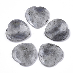 Labradorite Pierre de souci de pouce de labradorite naturelle, pierres de paume de poche, pour guérir le soulagement du stress reiki, forme de coeur, 39~40x39~40x5~6mm