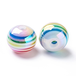 Colorido Perlas de resina de la raya, color de ab, Rondana plana, colorido, 15.5~16x13.5~14.5 mm, agujero: 2.5~3.5 mm
