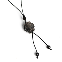 Other Animal Natural Silver Obsidian Pendant for Mobile Phone Strap, Haging Charms Decoration, 12cm
