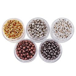 Couleur Mélangete 5 boîte de fer d'écartement perles rondes, couleur mixte, 4mm, trou: 1.5 mm, sur 13 g / boîte