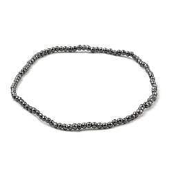 Gunmetal Plaqué Bracelets de perles d'hématite synthétiques non magnétiques, ronde à facettes, plaqué gris anthracite, 0.2 cm, diamètre intérieur: 2-1/8 pouce (5.5 cm)