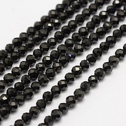Spinelle Naturelles perles de spinelles noires brins, facette, ronde, 3mm, Trou: 0.5mm, Environ 133 pcs/chapelet, 15.5~15.7 pouce (39.5~40 cm)