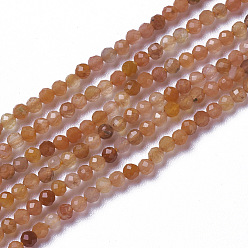 Sunstone Natural Sunstone Beads Strands, Faceted, Round, 2~2.5x2mm, Hole: 0.2mm, about 158~205pcs/strand, 15.7~16.7 inch(40~42.5cm)