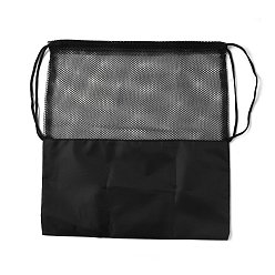 Черный Авоськи из полиэстера, многофункциональная сумка для спортзала с кулиской, сетчатая сумка для переноски, прямоугольные, чёрные, 348x333x2 мм