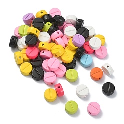 Mixed Color Spray Painted Alloy Beads, Flat Round, Mixed Color, 8.5x4mm, Hole: 1.4mm