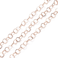 Oro Rosa Revestimiento iónico (ip) 304 cadenas rolo de acero inoxidable, soldada, con carrete, oro rosa, 5x0.5 mm, 32.8 pies (10 m) / rollo