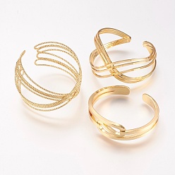 Real 18K Gold Plated Brass Cuff Bangle, Real Gold Plated, Real 18K Gold Plated, 1-7/8 inch~2-1/8 inch(48~55mm)