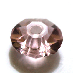 Pink Имитация Австрийские кристаллические шарики, класс AAA, граненые, плоско-круглые, розовые, 6x3.5 мм, отверстие : 0.7~0.9 мм