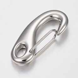 Stainless Steel Color 304 Stainless Steel Push Gate Snap Keychain Clasp Findings, Stainless Steel Color, 41x19x8.5mm
