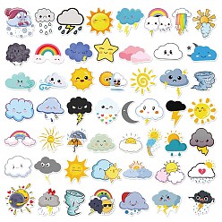 Colorful 50Pcs Weather Theme PVC Self-Adhesive Cartoon Stickers, Waterproof Decals for Party Decorative Presents, Kid's Art Craft, Colorful, 40~80mm